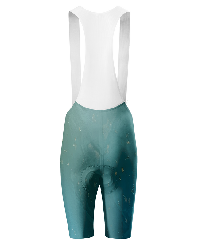 ROCKBROS Women's Teal Marble Print 3D Padded Cycling Bibs