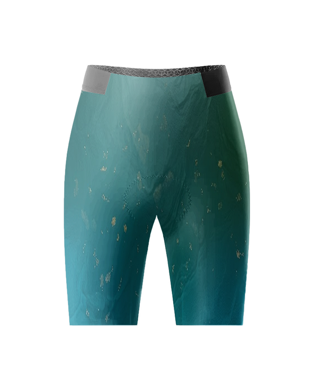 ROCKBROS Women's Teal Marble Print 3D Padded Cycling Bibs