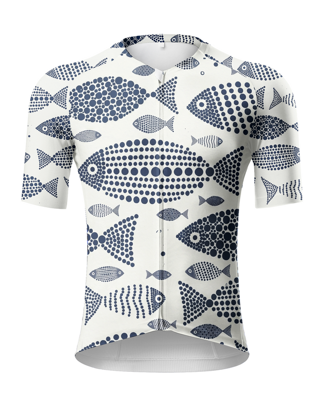 ROCKBROS Men's Artistic Fish Pointillism Short Sleeve Pro Aero Cycling Jersey
