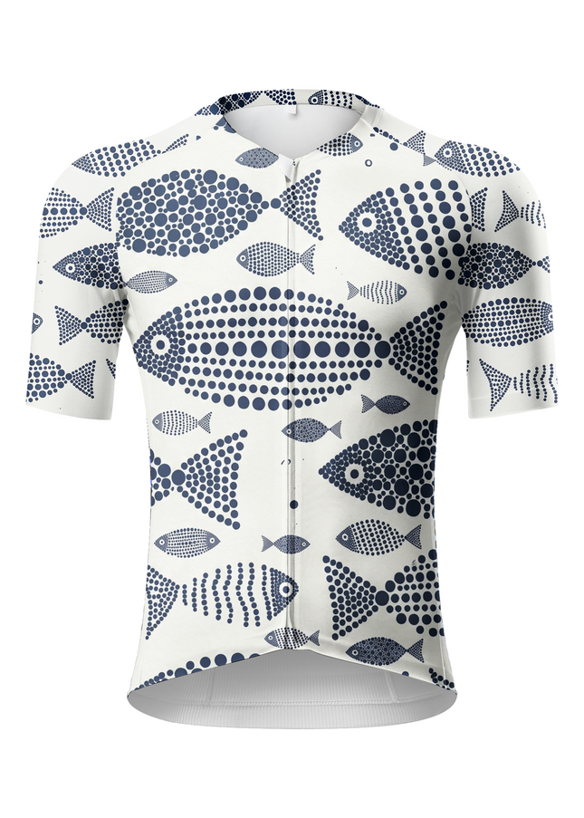 ROCKBROS Men's Artistic Fish Pointillism Short Sleeve Pro Aero Cycling Jersey