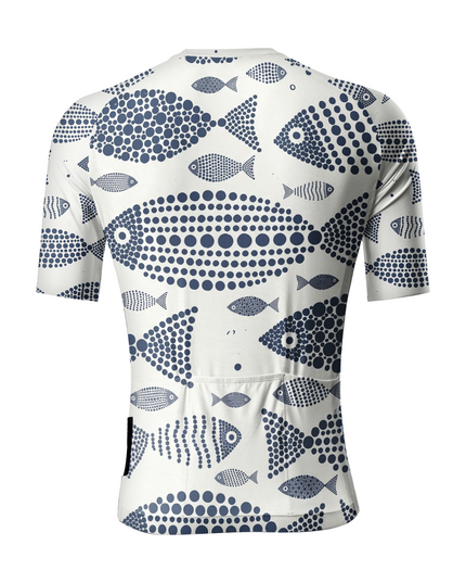 ROCKBROS Men's Artistic Fish Pointillism Short Sleeve Pro Aero Cycling Jersey