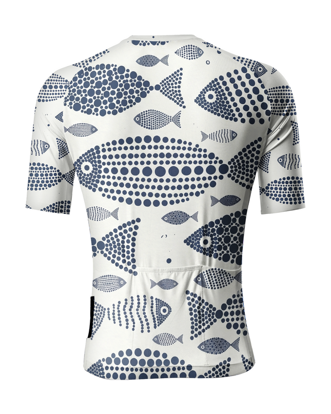 ROCKBROS Men's Artistic Fish Pointillism Short Sleeve Pro Aero Cycling Jersey