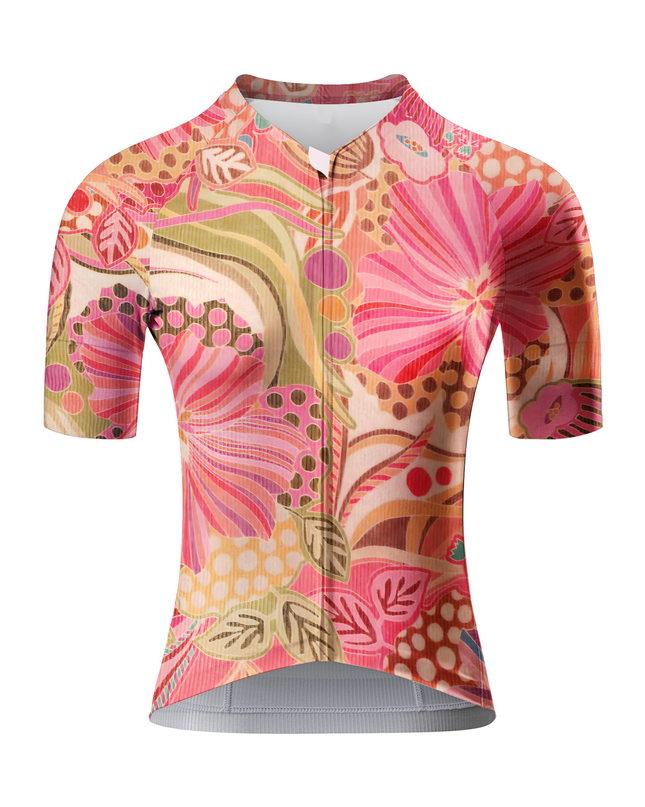 ROCKBROS Women's Retro Botanical Short Sleeve Pro Aero Cycling Jersey
