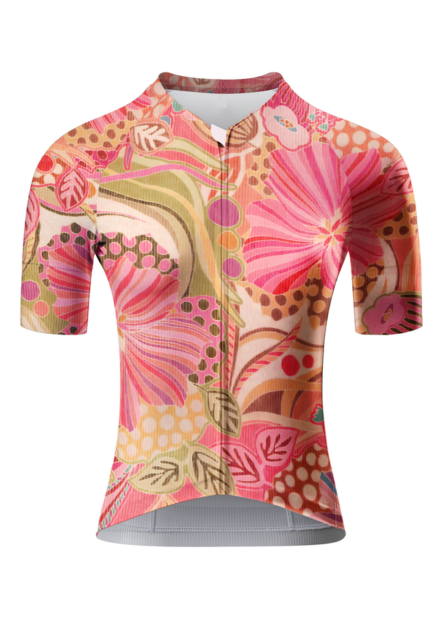 ROCKBROS Women's Retro Botanical Short Sleeve Pro Aero Cycling Jersey