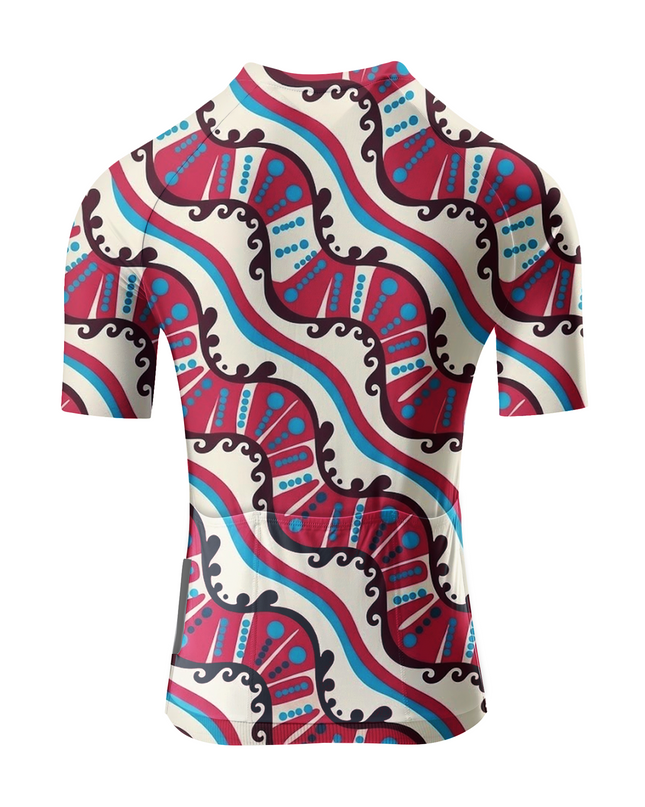 ROCKBROS Women's Vintage Folk Art Wave Print Cycling Jersey