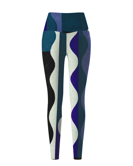 ROCKBROS Women's Fluid Op-Art Dynamic Wave Yoga Leggings