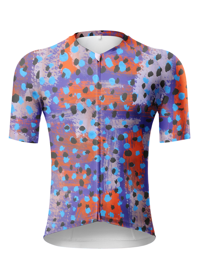 ROCKBROS Men's Abstract Brushstroke Art Pro Aero Cycling Jersey