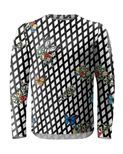 ROCKBROS Lattice Grid Butterfly Print Sports Sweatshirt