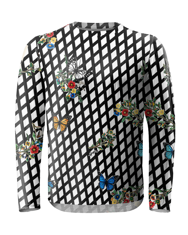 ROCKBROS Lattice Grid Butterfly Print Sports Sweatshirt