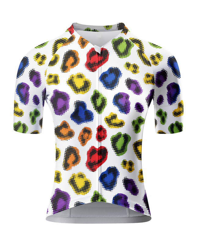ROCKBROS Pride Month Edition Neon Halftone Leopard Pro Aero Short-Sleeve Jersey