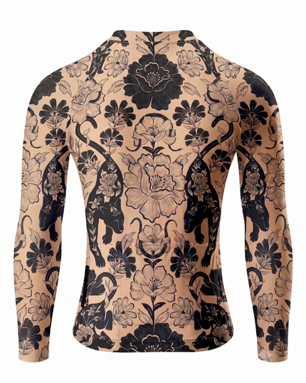 ROCKBROS Women's Oriental Panther & Floral All-Weather Pro Aero Long Sleeve Cycling Jersey