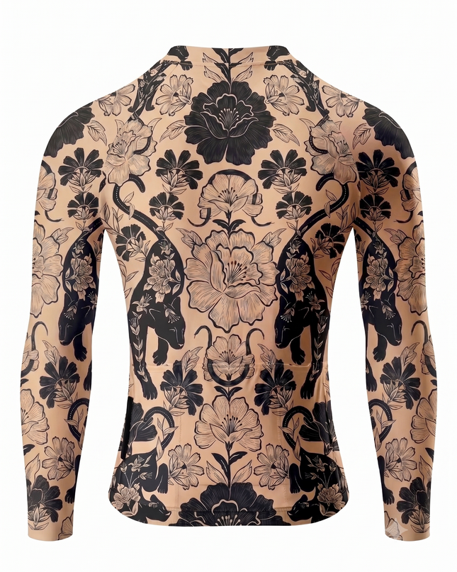 ROCKBROS Women's Oriental Panther & Floral All-Weather Pro Aero Long Sleeve Cycling Jersey