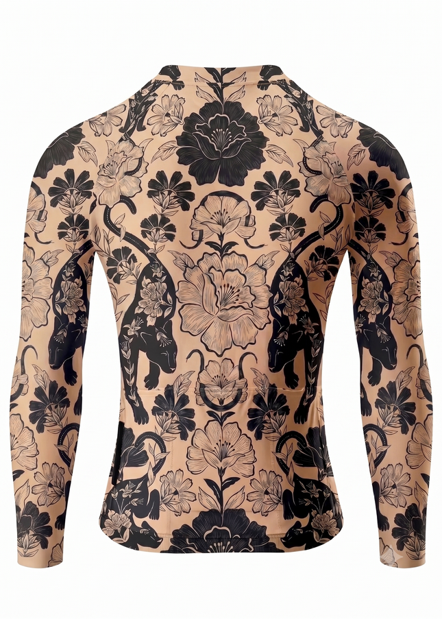 ROCKBROS Women's Oriental Panther & Floral All-Weather Pro Aero Long Sleeve Cycling Jersey