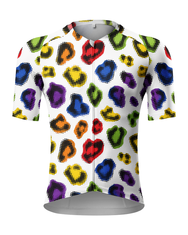 ROCKBROS Pride Month Edition Neon Halftone Leopard Elite Fitted Aero Jersey