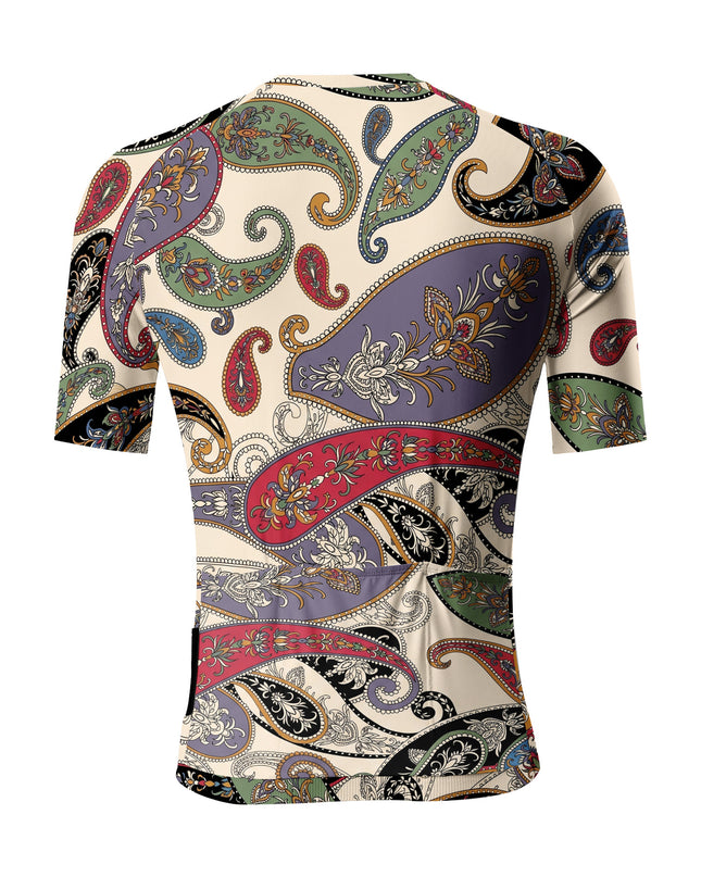 ROCKBROS Men's Vintage Paisley Print Short Sleeve Cycling Jersey