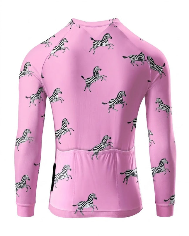 ROCKBROS Women's Pink Unicorn Print Long-Sleeve Cycling Jersey