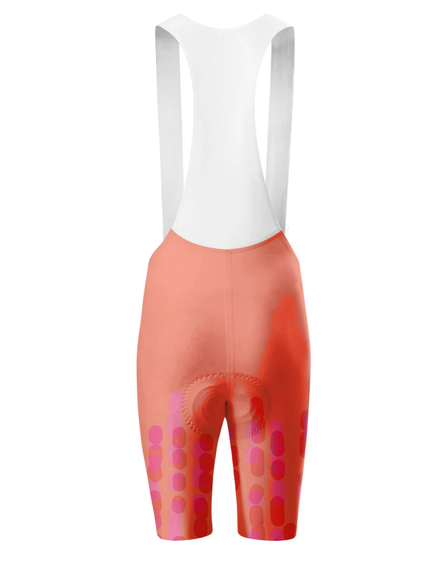 ROCKBROS Women's Vibrant Gradient Orange Pink Abstract Vertical Print Padded Bib Cycling Bibs