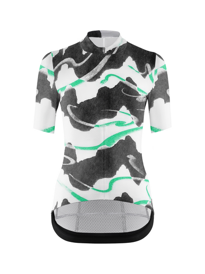 RockBros Men's "Verdant Summit" Kinetic Ink Wash Performance Cycling Jersey