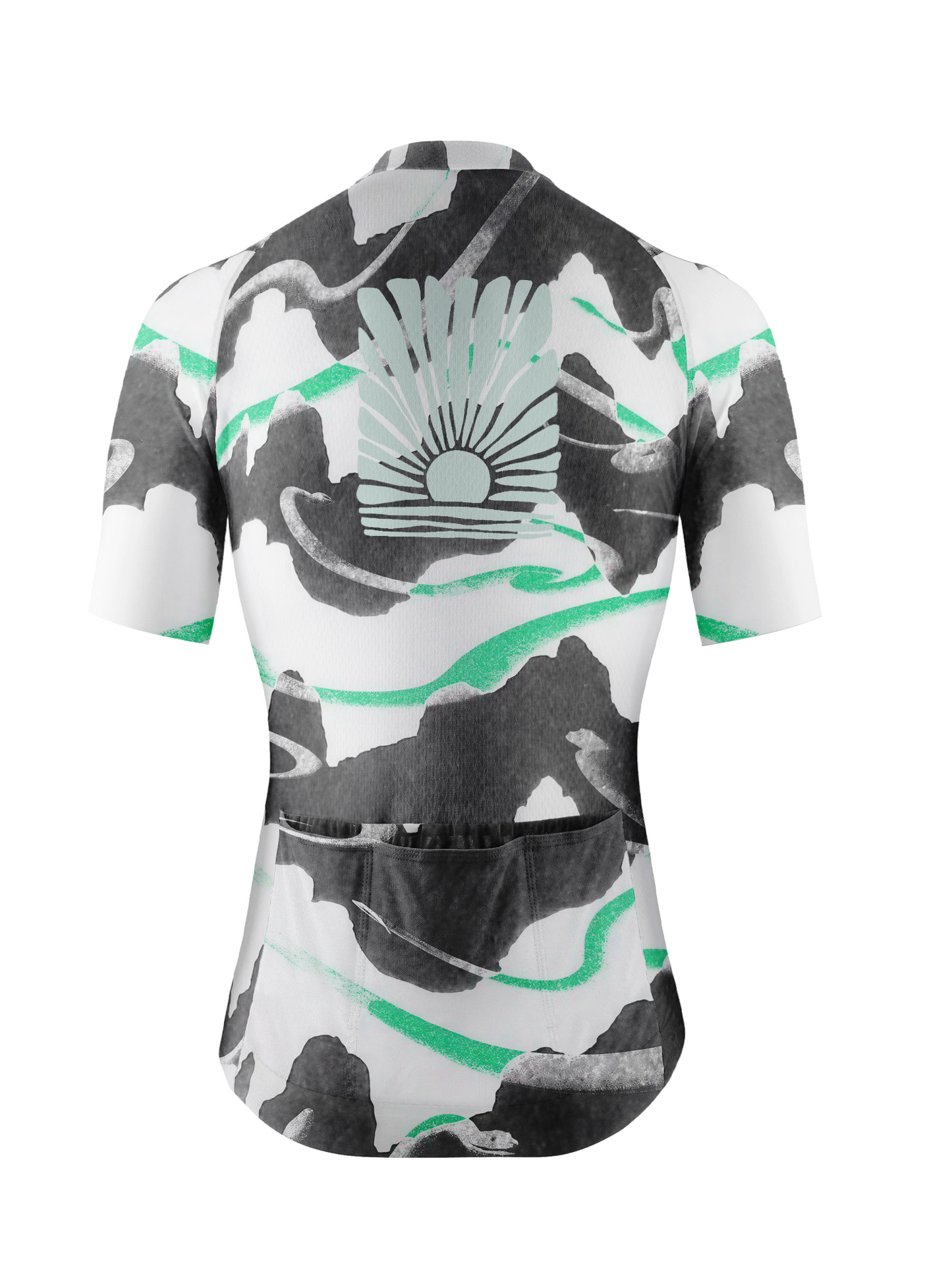 RockBros Men's "Verdant Summit" Kinetic Ink Wash Performance Cycling Jersey