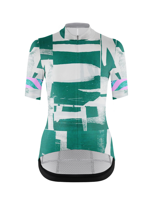 RockBros Men's "Emerald Flux" Abstract Brushstroke Performance Cycling Jersey