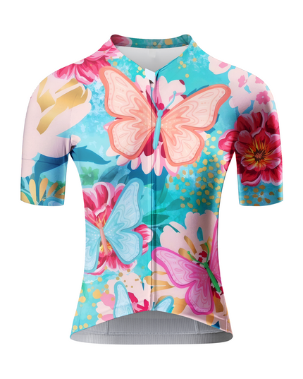 ROCKBROS Women's Butterfly Meadow Floral Pro Aero Cycling Jersey