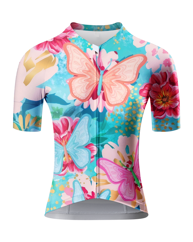 ROCKBROS Women's Butterfly Meadow Floral Pro Aero Cycling Jersey
