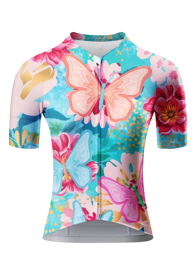 ROCKBROS Women's Butterfly Meadow Floral Pro Aero Cycling Jersey