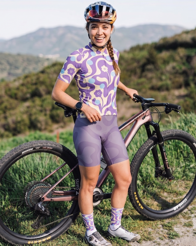 ROCKBROS Women's Tonal Purple Wave Cycling Bibs