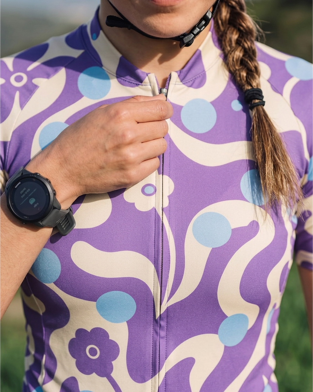 ROCKBROS Women's Groovy Floral Wave Cycling Jersey