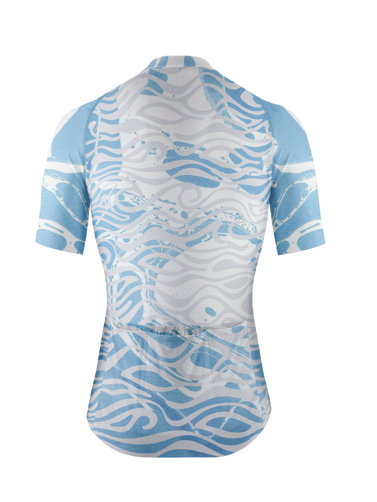 RockBros Men's "Crystal Stream" Fluid Azure Performance Cycling Jersey