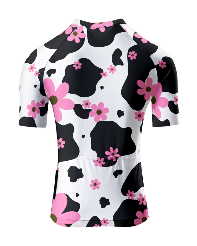 ROCKBROS Women's Retro Cow-Print Floral Pro Aero Cycling Jersey