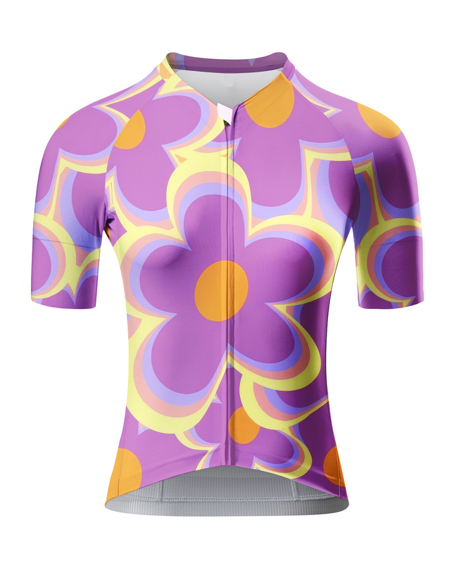 ROCKBROS Women's Retro Groovy Floral Pattern Pro Cycling Jersey