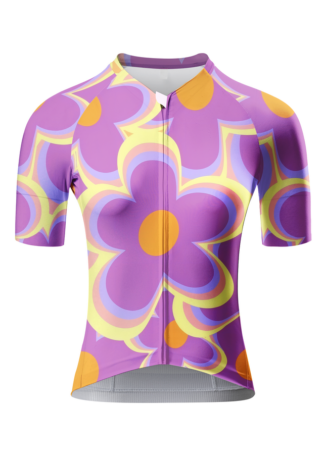 ROCKBROS Women's Retro Groovy Floral Pattern Pro Cycling Jersey