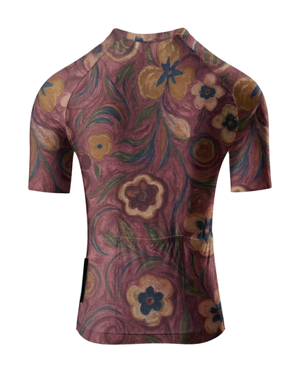 ROCKBROS Women's Vintage Crimson Meadow Botanical Cycling Jersey