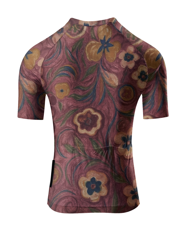 ROCKBROS Women's Vintage Crimson Meadow Botanical Cycling Jersey