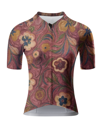 ROCKBROS Women's Vintage Crimson Meadow Botanical Cycling Jersey