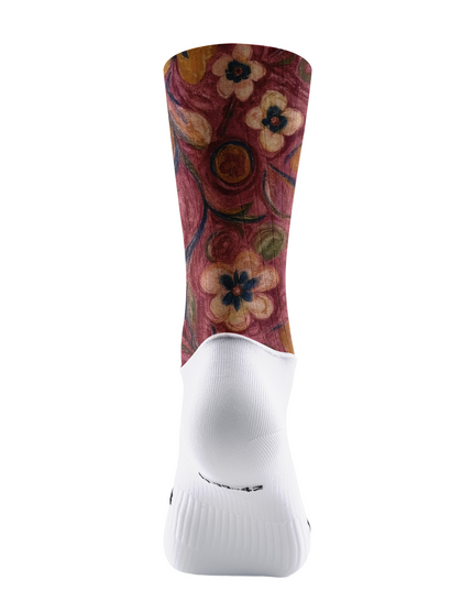 ROCKBROS Women's Vintage Crimson Meadow Floral Cycling Socks