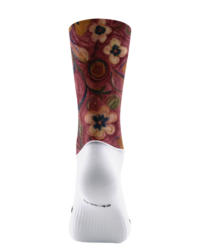 ROCKBROS Women's Vintage Crimson Meadow Floral Cycling Socks