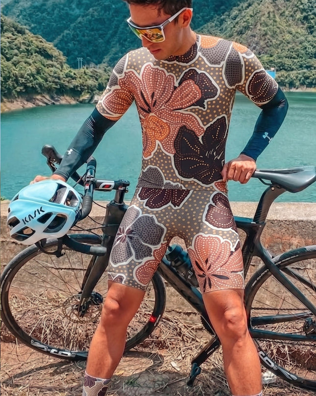 ROCKBROS Men's Monet's Garden Artistic Floral Cycling Jersey