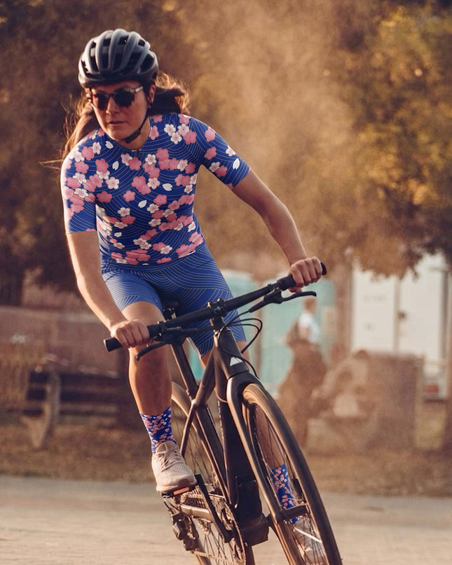ROCKBROS Women's Japanese Sakura Floral Breathable Cycling Set