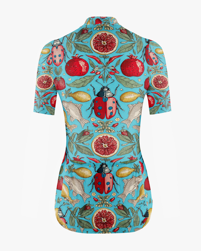 Women's Insect & Fruit Print Cycling Jersey