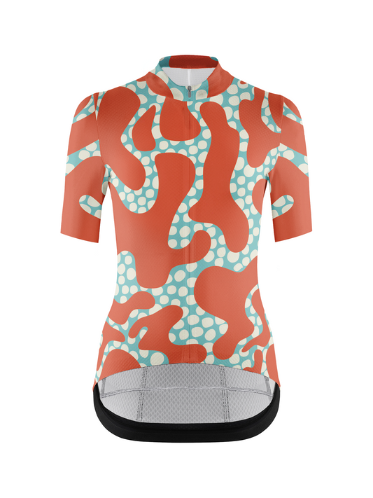 RockBros Women's "Coral Pulse" Artistic Amoeba-Dot Cycling Jersey