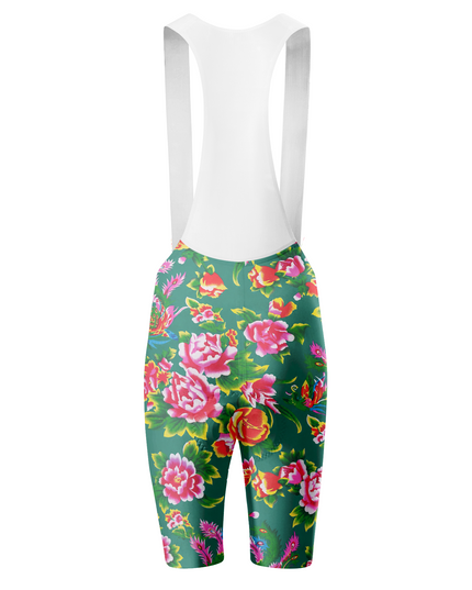 ROCKBROS Women's Emerald Peony Phoenix Padded Cycling Bib Shorts