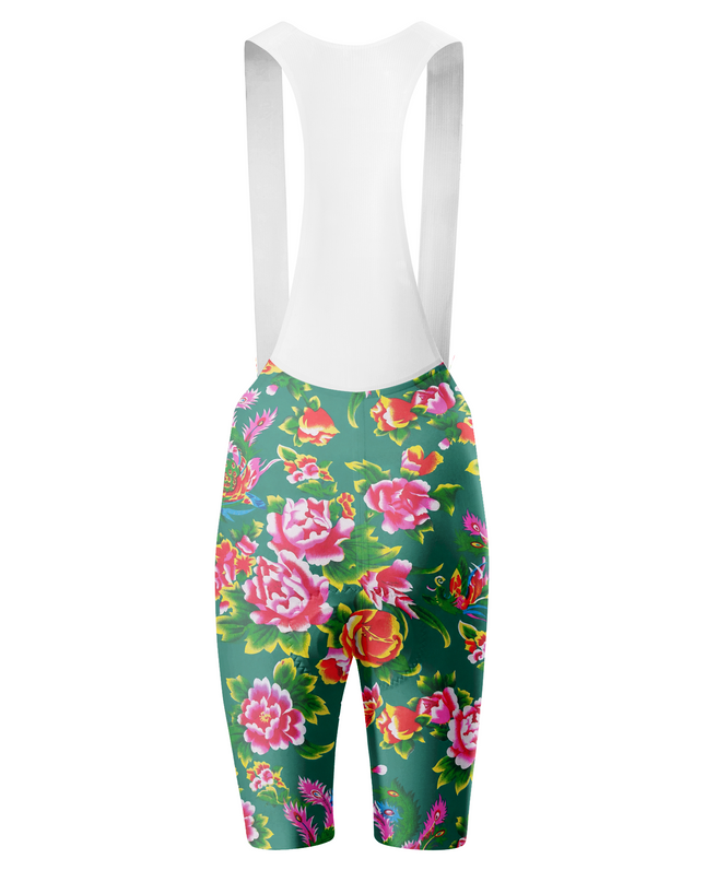 ROCKBROS Women's Emerald Peony Phoenix Padded Cycling Bib Shorts
