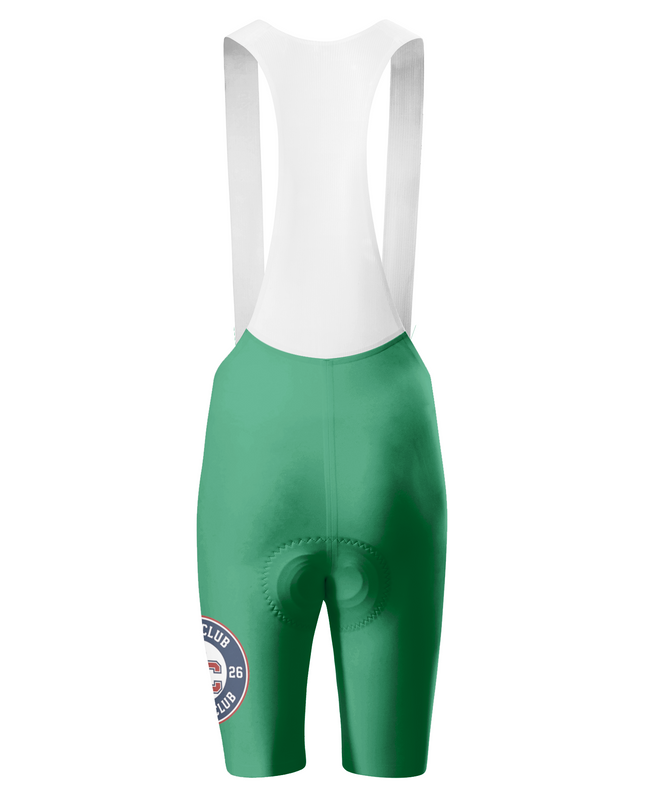 ROCKBROS Men's Green Velo Club Logo White Rib Strap Cycling Bib Shorts