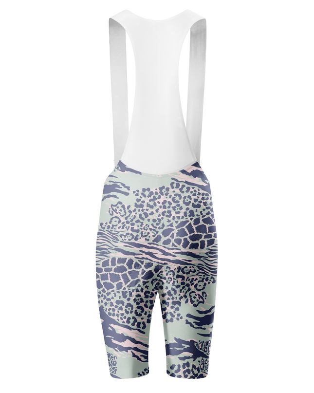 ROCKBROS Women's Mixed Animal Print Sage Green & Navy Padded Cycling Shorts