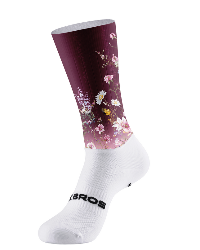 ROCKBROS Twilight Burgundy Floral Cycling Socks