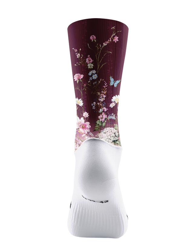 ROCKBROS Twilight Burgundy Floral Cycling Socks