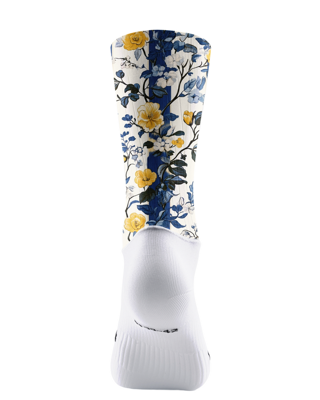 ROCKBROS Blue & Yellow Floral Stripe Cycling Socks