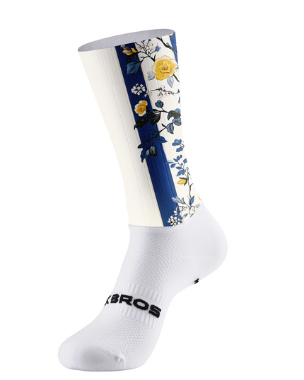 ROCKBROS Blue & Yellow Floral Stripe Cycling Socks